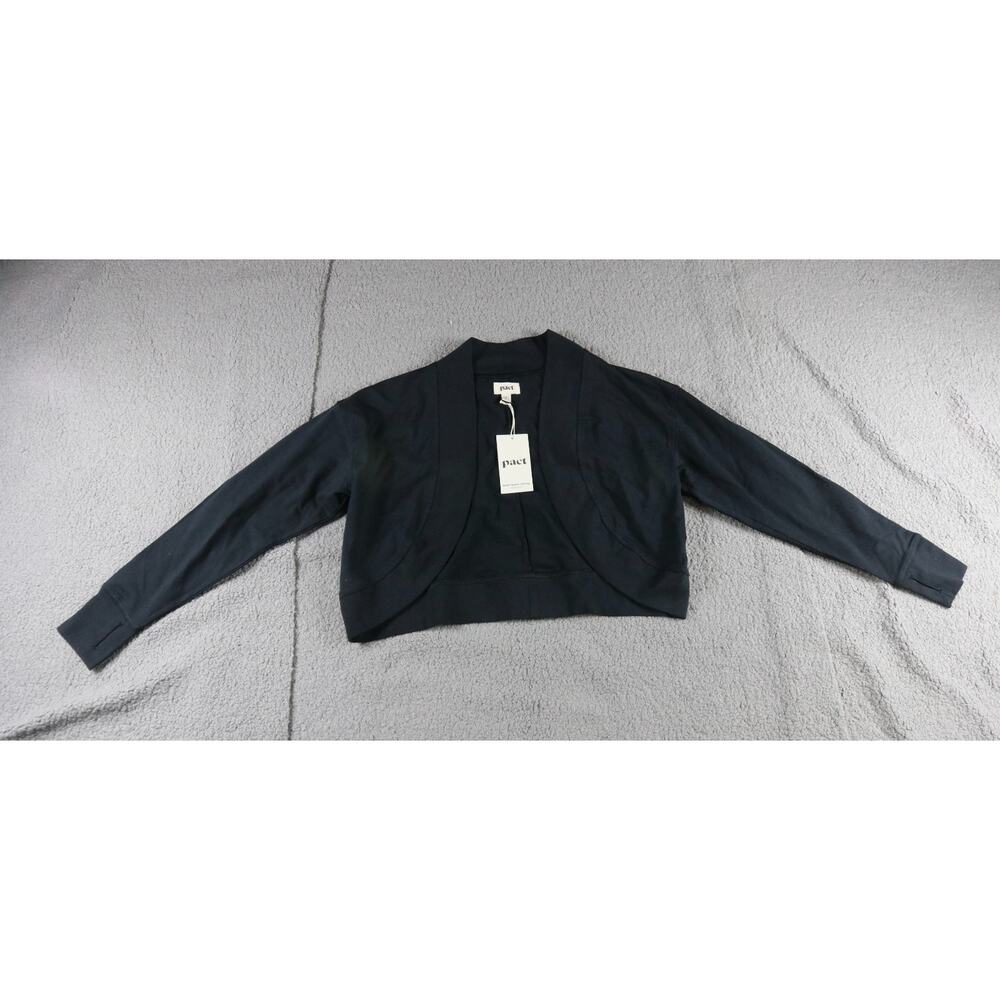 New Pact Organic Womens Jacket Medium Large Black Edith Shrug Cropped